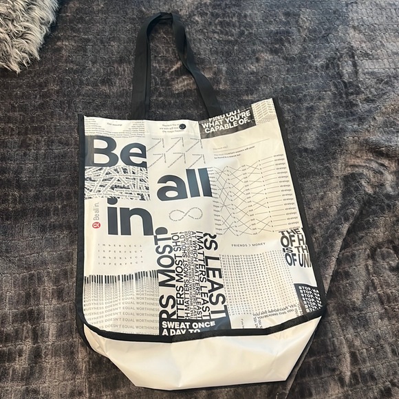 Lululemon tote Large size Black and White with writing - Picture 1 of 12